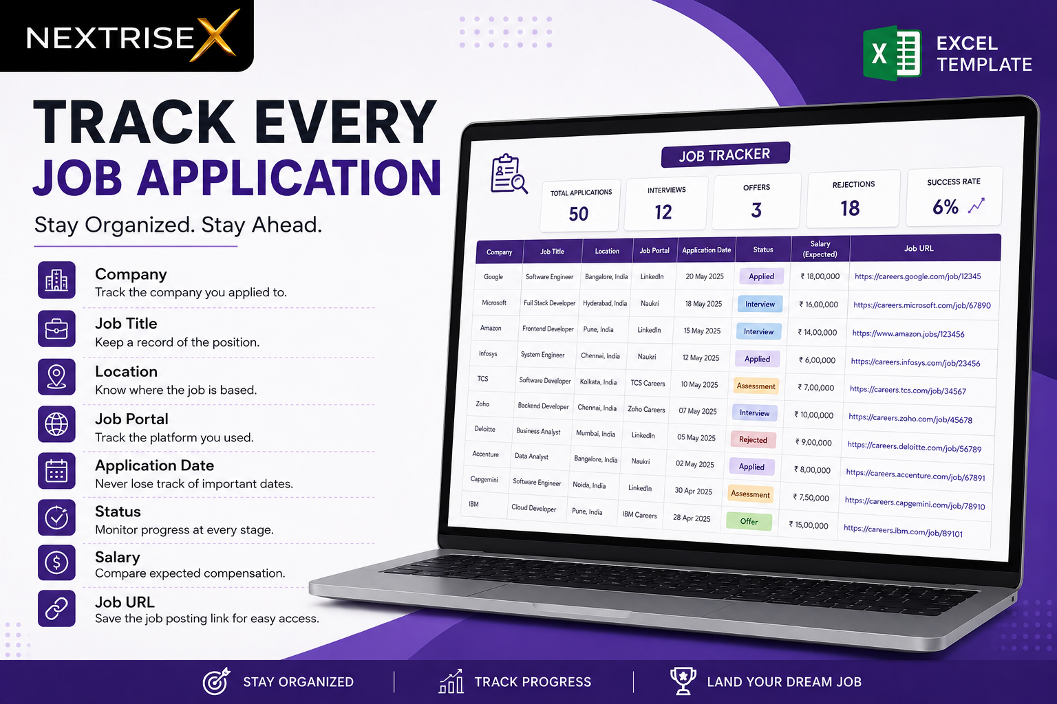 Job Application Tracker Pro – Excel Job Search & Application Management Template
